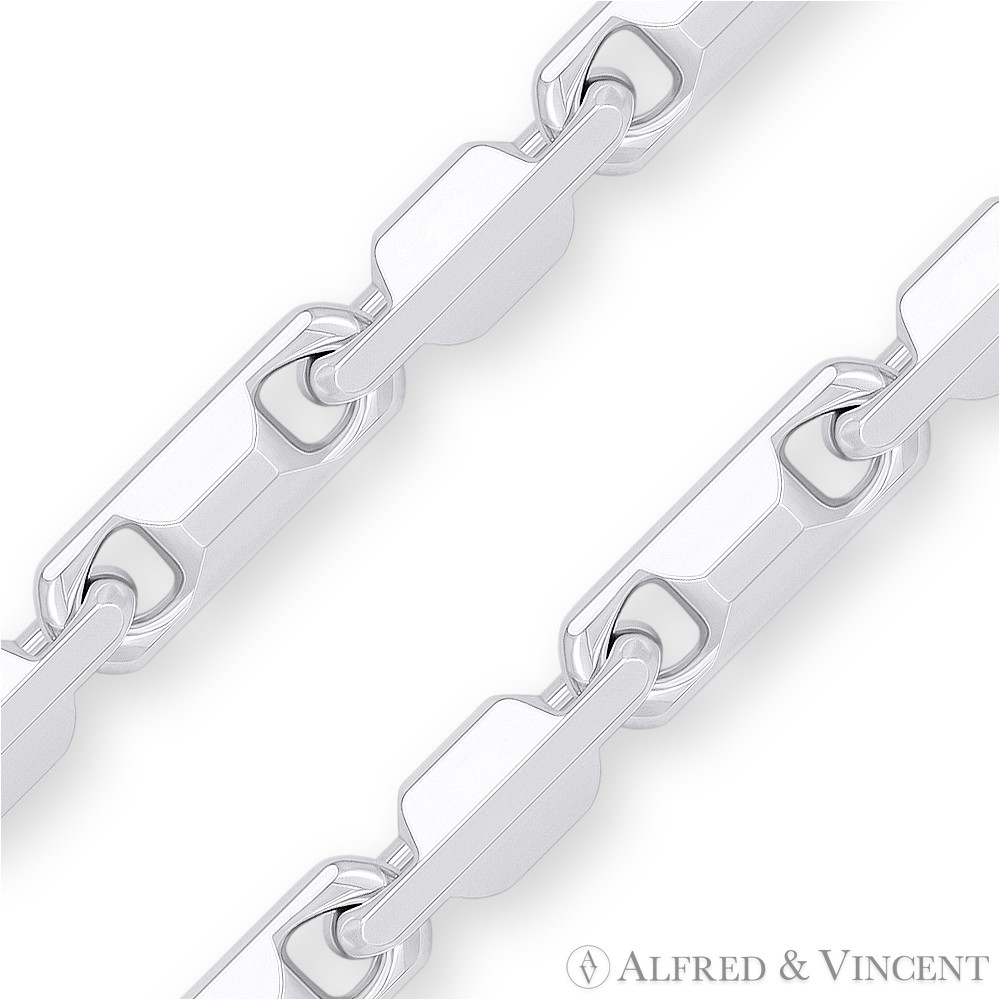 2.8mm Bar Link Heshe Italian Chain Necklace in Solid .925 Italy Sterling Silver