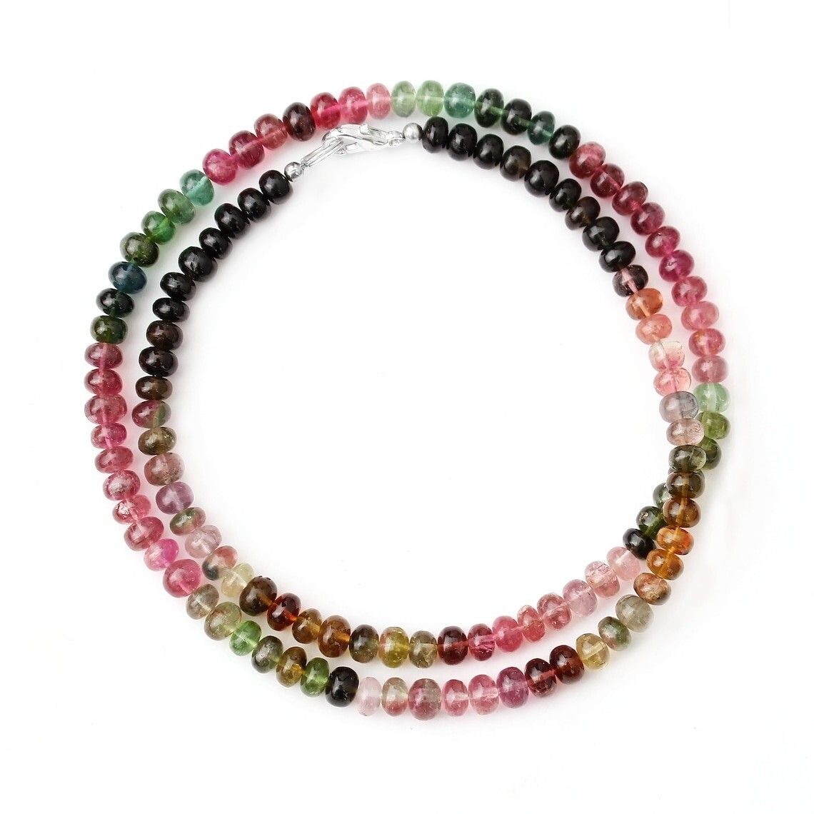 A+ Beautiful Multi Watermelon Tourmaline Gemstone 3-5MM Beads 18″ Women Necklace