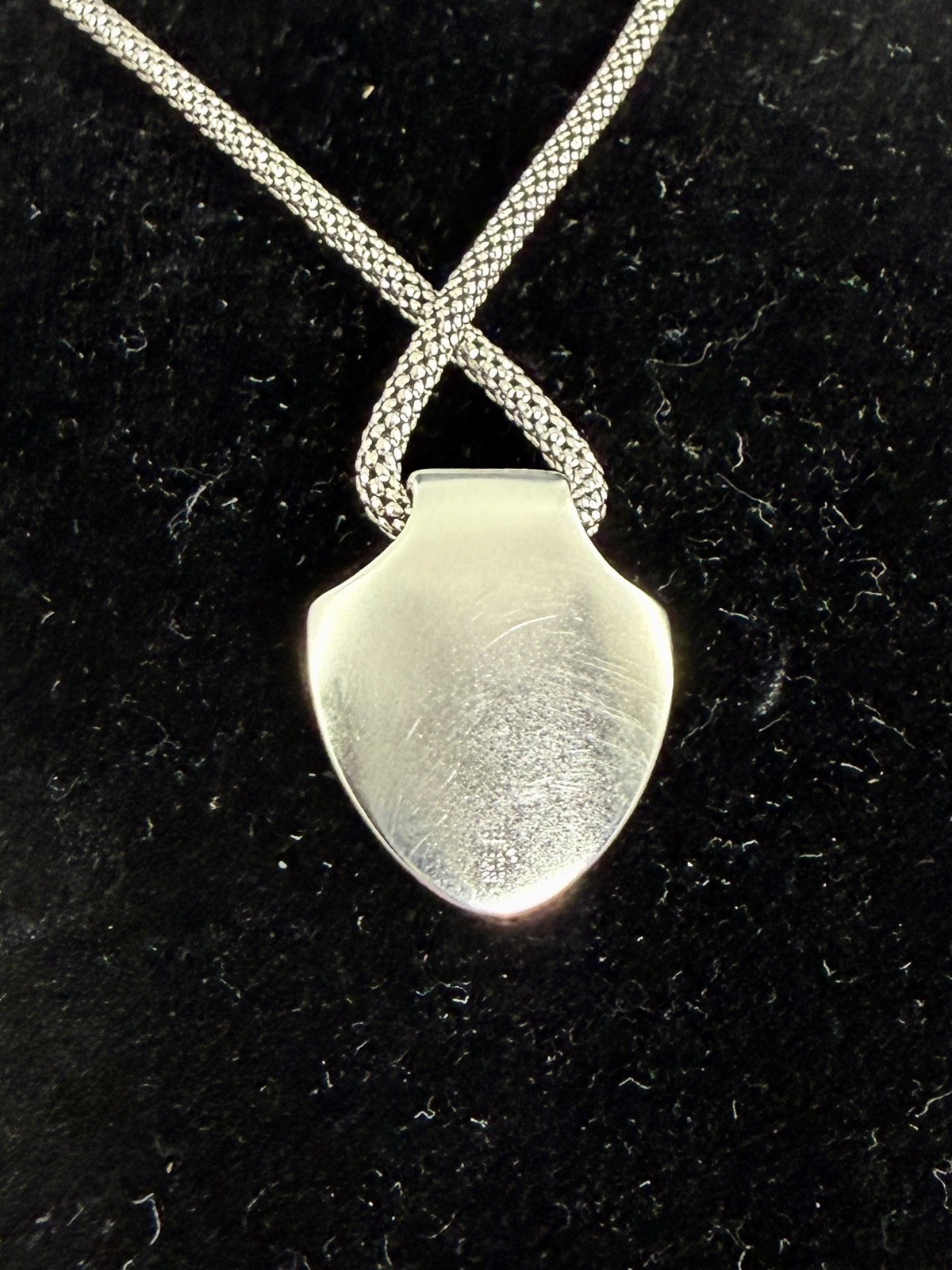 JAMES AVERY Sterling Silver Shield Faith Cross Pendant Popcorn Necklace; RETIRED