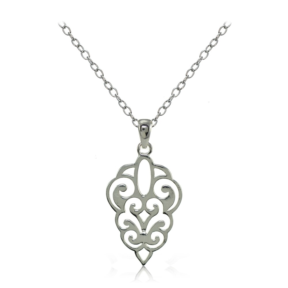 Sterling Silver High Polished Filigree Necklace
