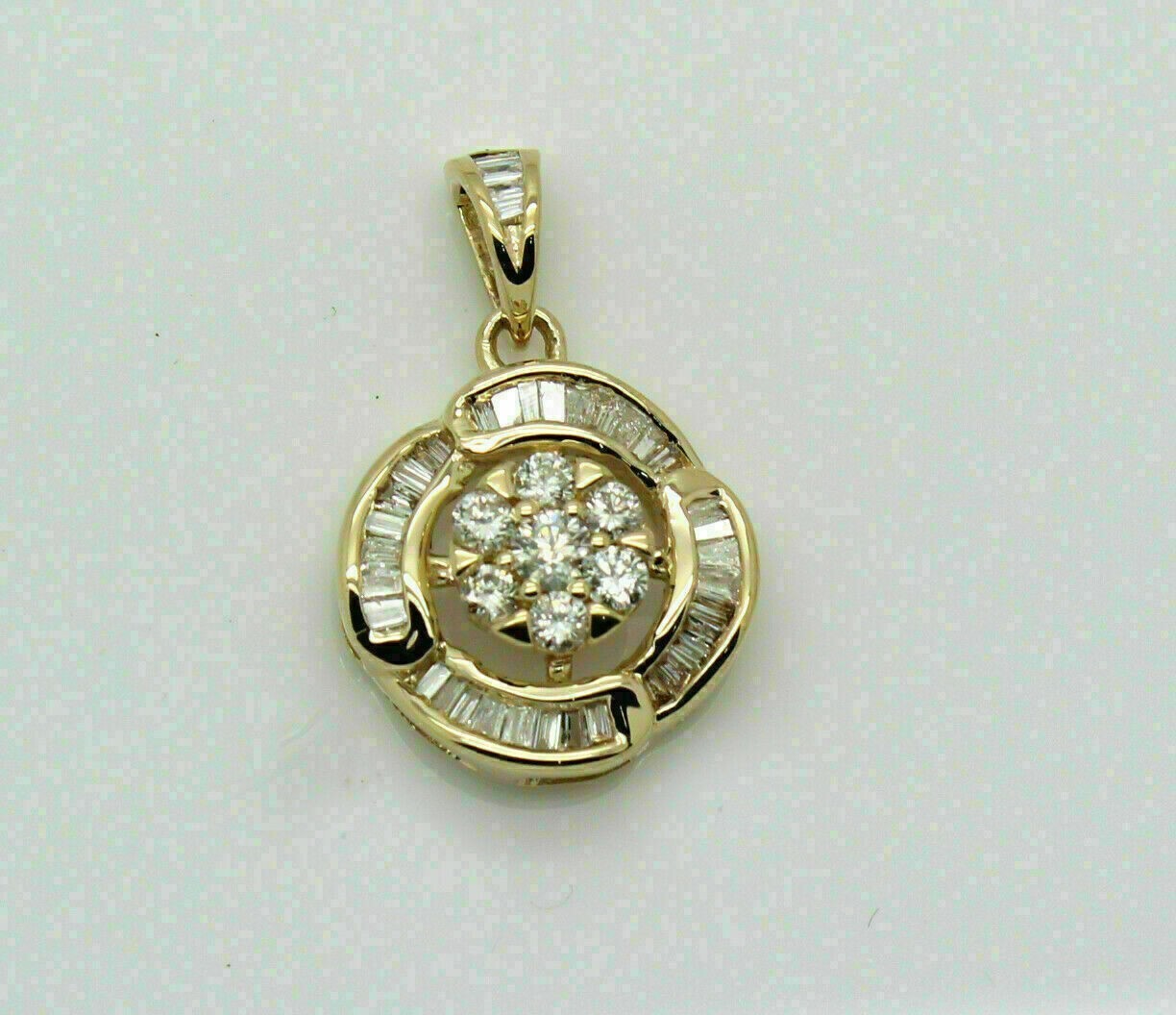 2.00Ct Round Cut VVS1 Diamond Flower Pendant 14K Yellow Gold Over 18″ Free Chain
