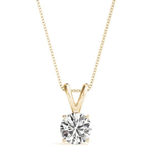 1 Ct FVS2 Round Lab Created Grown Diamond Pendant Necklace Solid 14K Yellow Gold