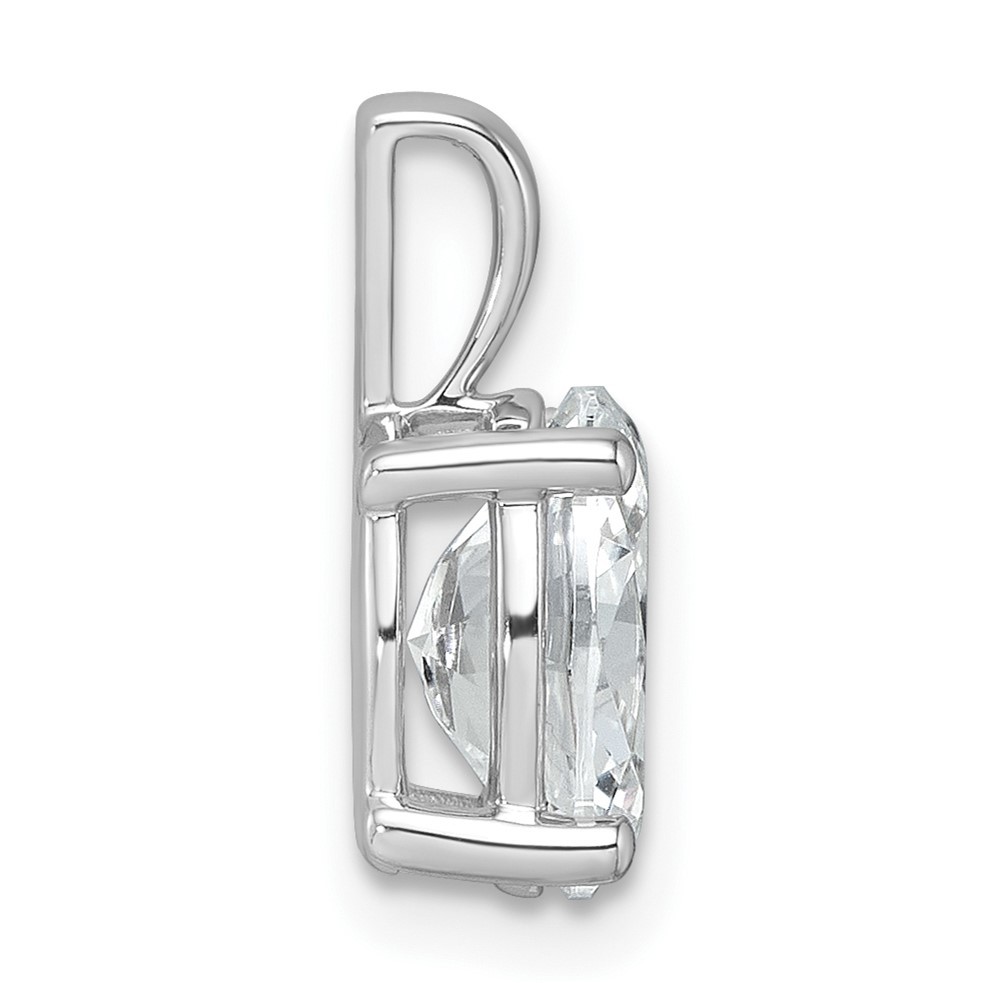 14k White Gold 2 Ct Oval Lab Grown Diamond VS/SI+ G+ Solitaire Charm Pendant