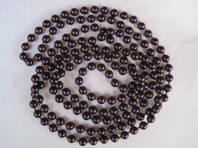 Purple Pearl Beaded Strand String Necklace 41″ Long