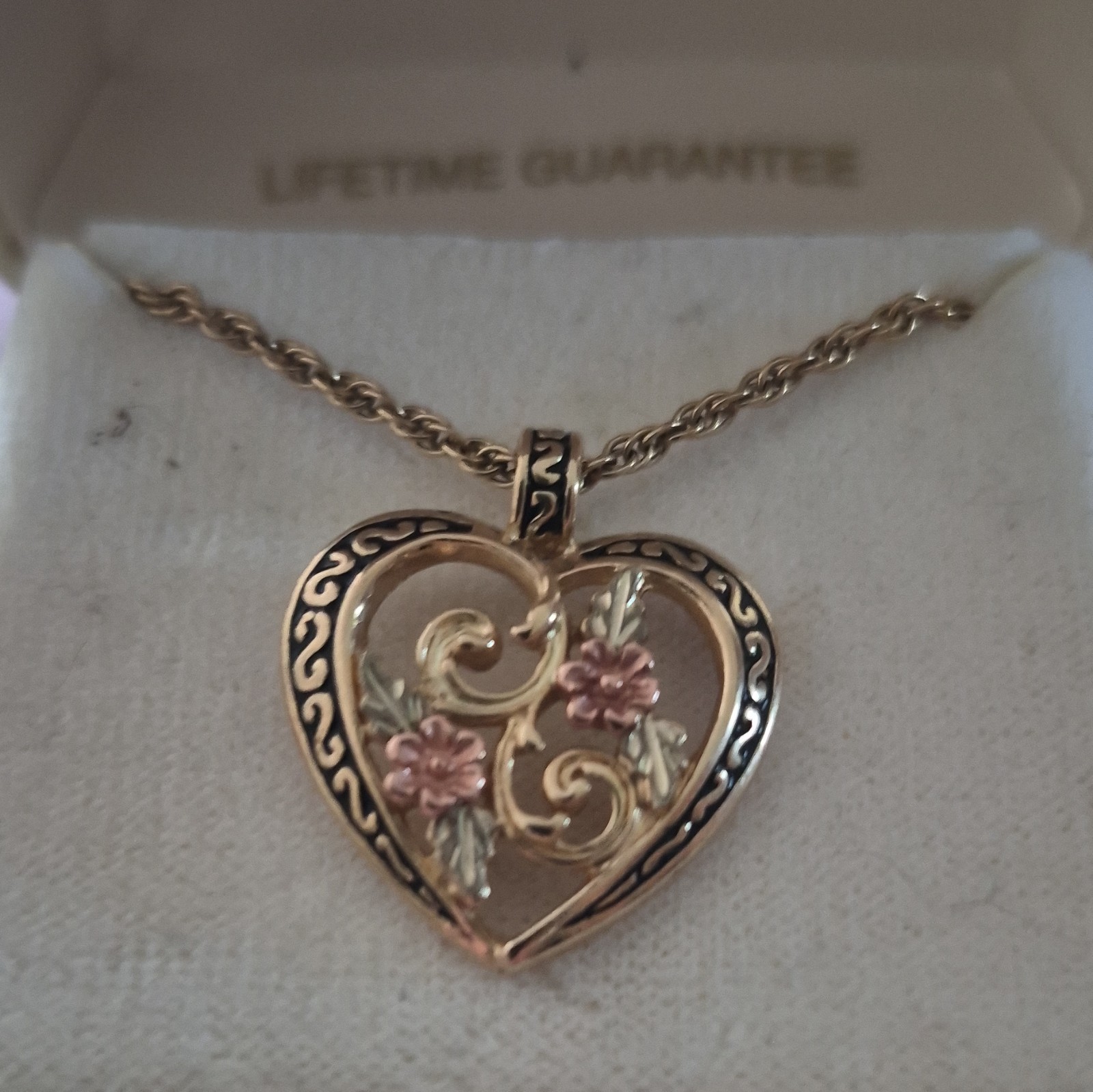 Rudmore Black Hills 10k Multi-Tone Gold & Silver Heart Pendant Rope Necklace