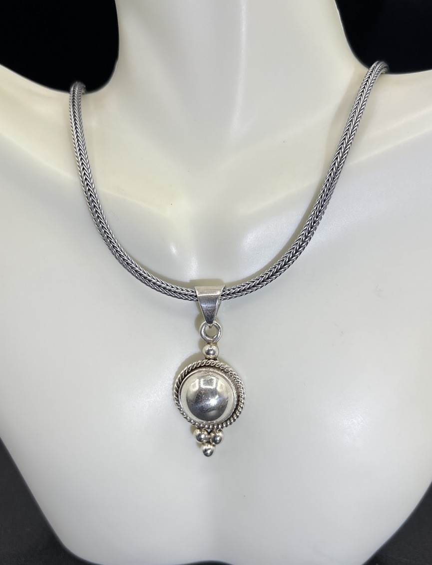 Sterling Silver Spiga Wheat Chain, Sterling Pendant Necklace, 17”, 24 Grams