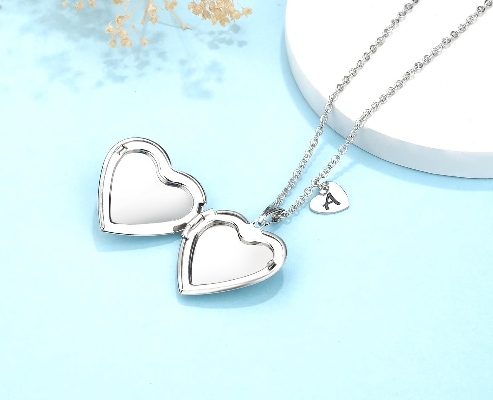 Unicorns Gifts for Her Love Heart Initial Letter Locket Necklace that Holds Pict
