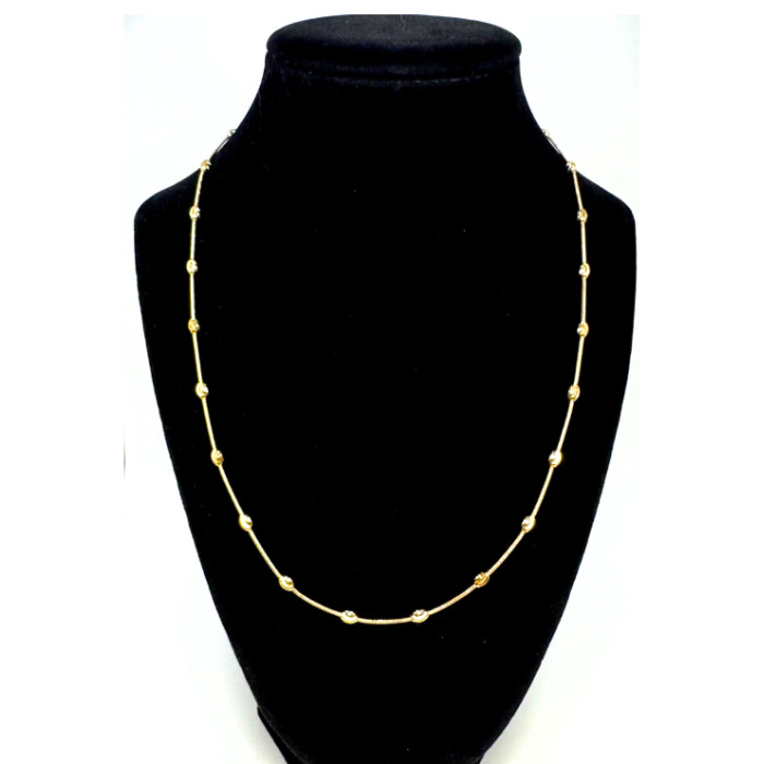 Italian 14K Gold Over Sterling Silver Moon Cut Oval Bead Station Necklace 20 In