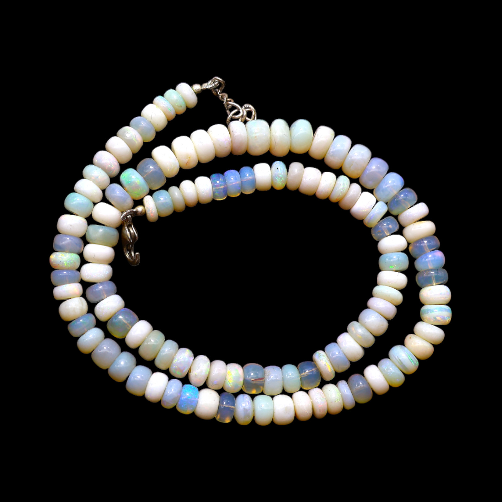 Smooth 5X8 MM Fire Opal Beaded Not Applicable Rondelle Boho Artisan New Necklace