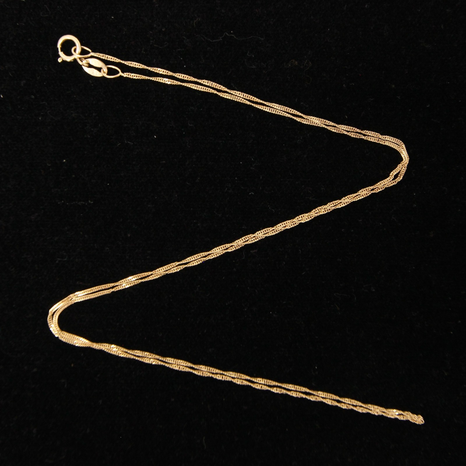 Vintage HM Solid 10ct 10k 9ct Gold Fine Singapore Curb Chain Necklace 17.75”