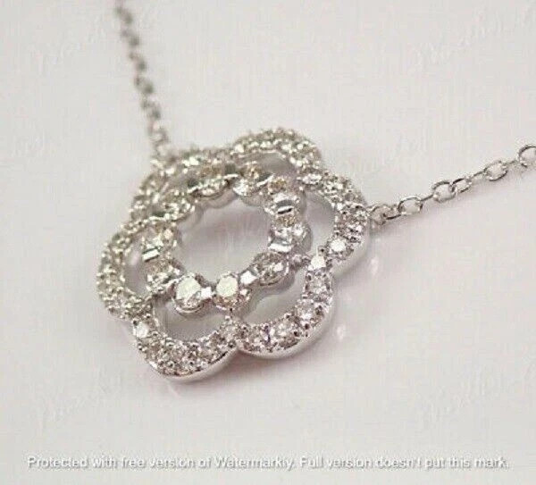 1.50Ct Round Cut Diamond Halo Pendant 14K White Gold Finish 18″ Free Chain
