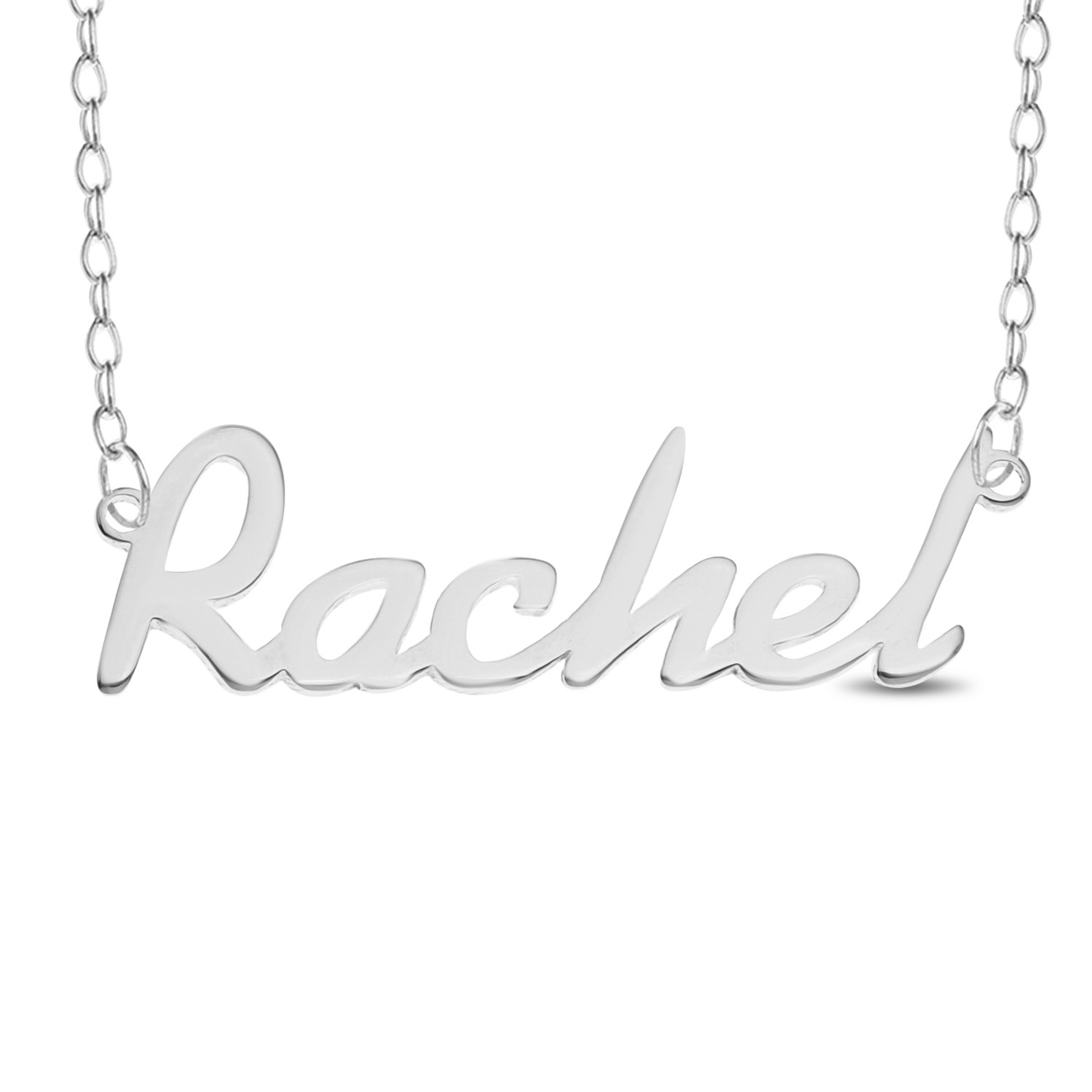 Rachel Name Plate Necklace Pendent Sterling Silver female Personalized Custom