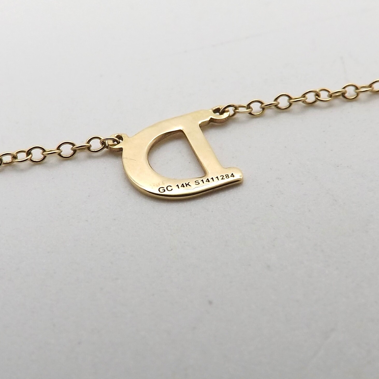 14k Gold Letter Initial D Pendant Necklace Adjustable 15in 16in 17in Adjustable
