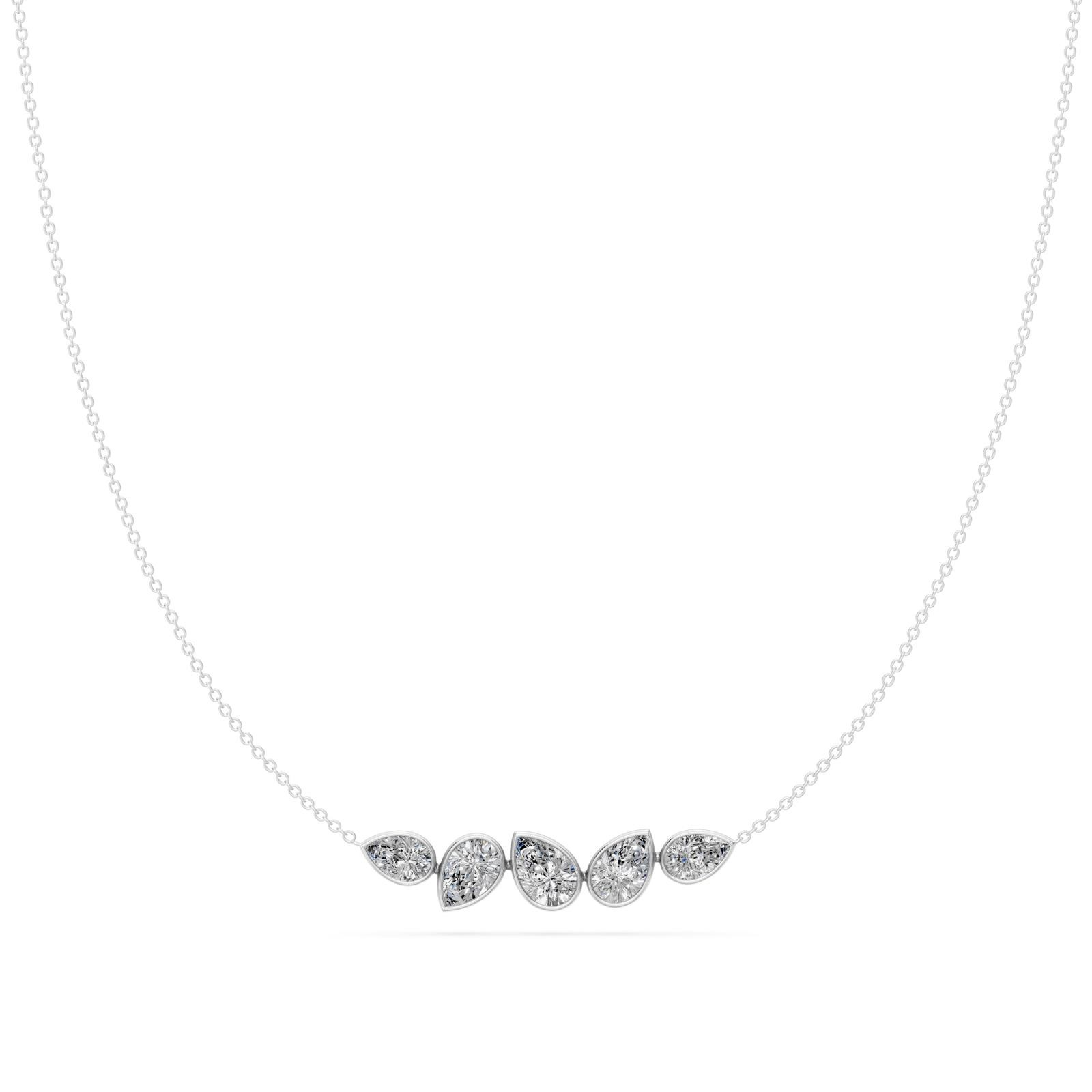 1.9 Ct Pear Cut Diamond Chain Necklace VS1 D-F White Gold 14k