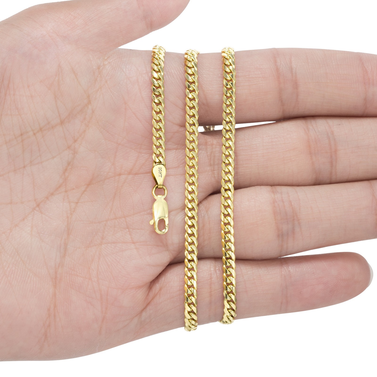 10K Yellow Gold Solid 2.7mm-10mm Miami Cuban Link Chain Pendant Necklace 18″-30″