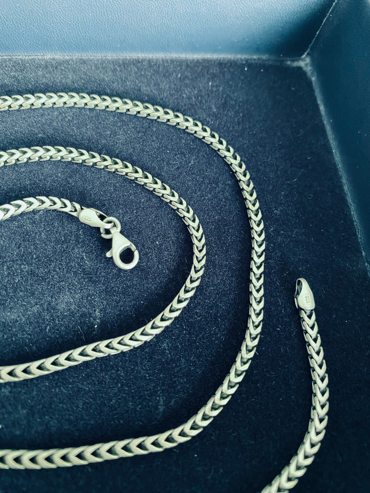 Solid 925 Silver Amberta Franco Chain Necklace Made in Italy 19g – 25.5″