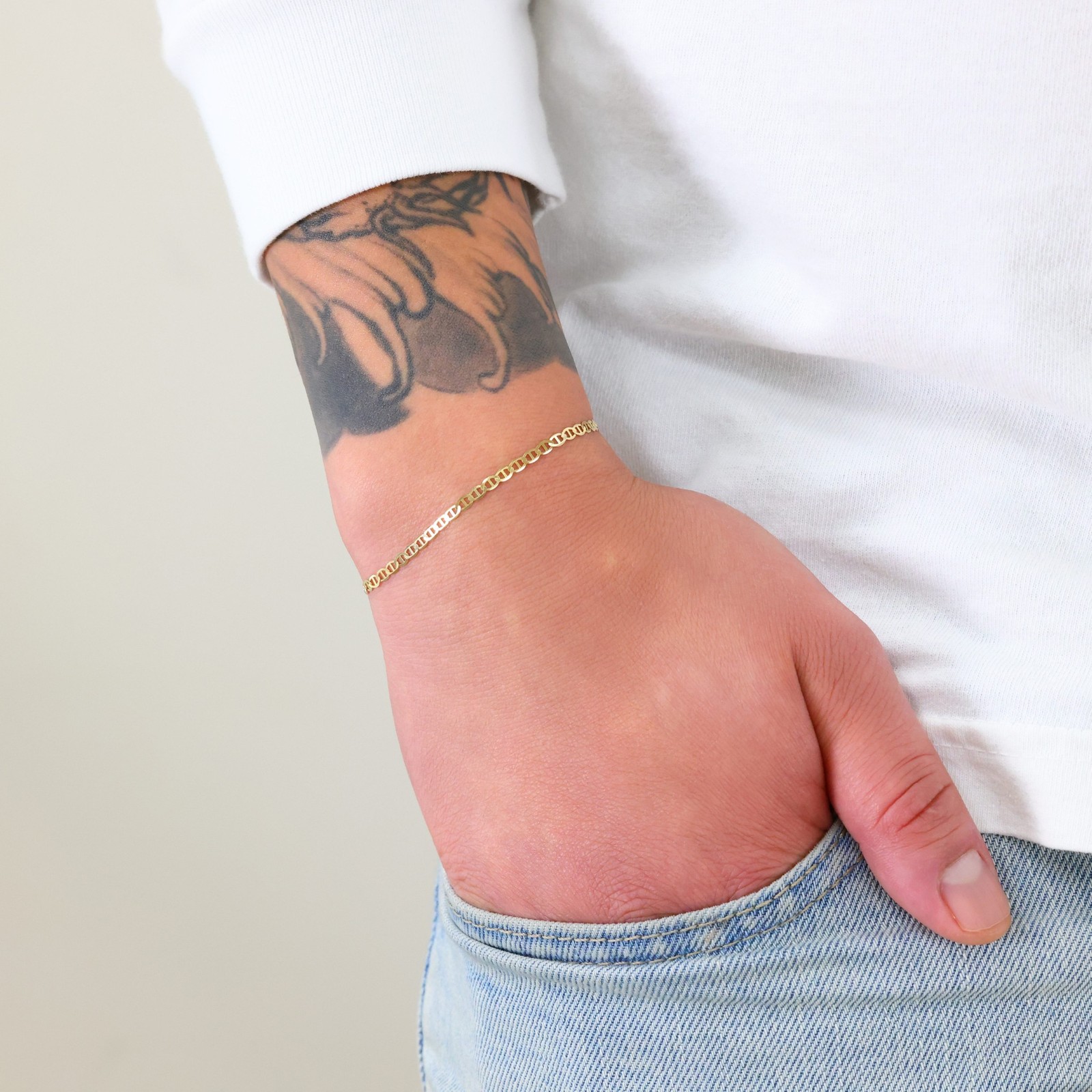 10K Yellow Gold Solid 2.5mm Mariner Anchor Chain Bracelet Anklet 7″ 7.5″ 8″ 9″