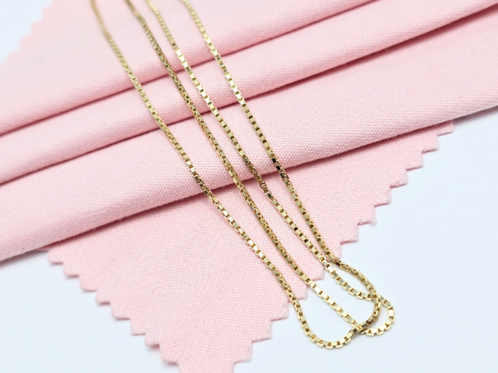 Unique 14K Solid Yellow Gold Designer Box Link Chain Choker Necklace – 16.25″ L