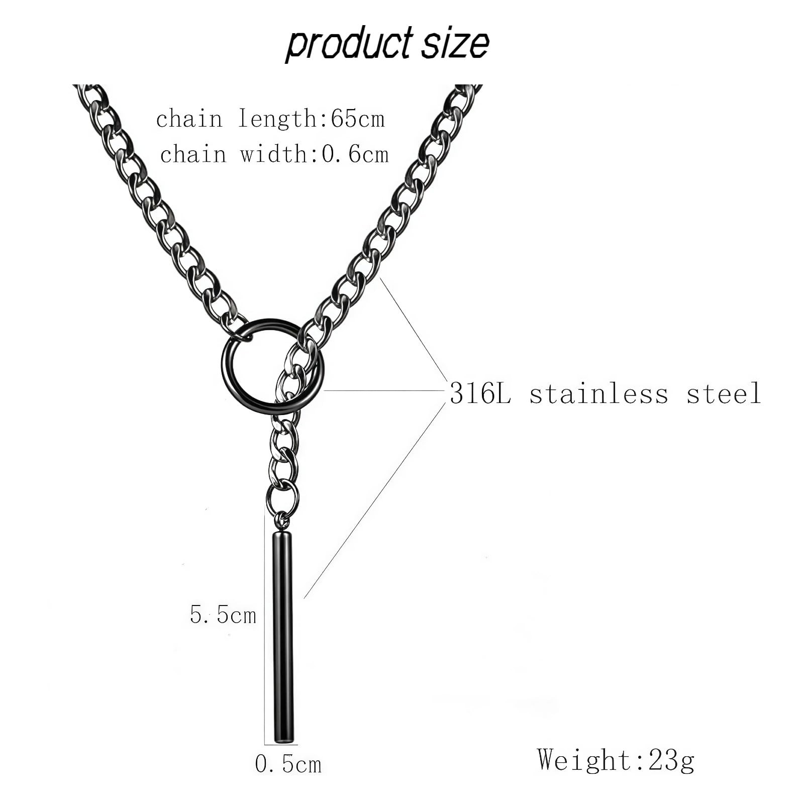 Stainless Steel Cuban Chain Y-Shape Slip Chain Necklace, Black Choker Necklac…