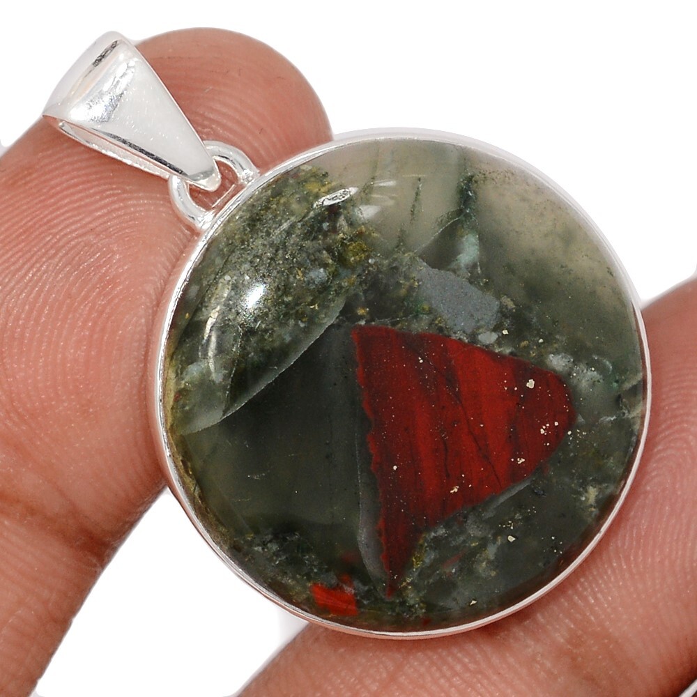 Natural Blood Stone – India 925 Sterling Silver Pendants Jewelry CP73642