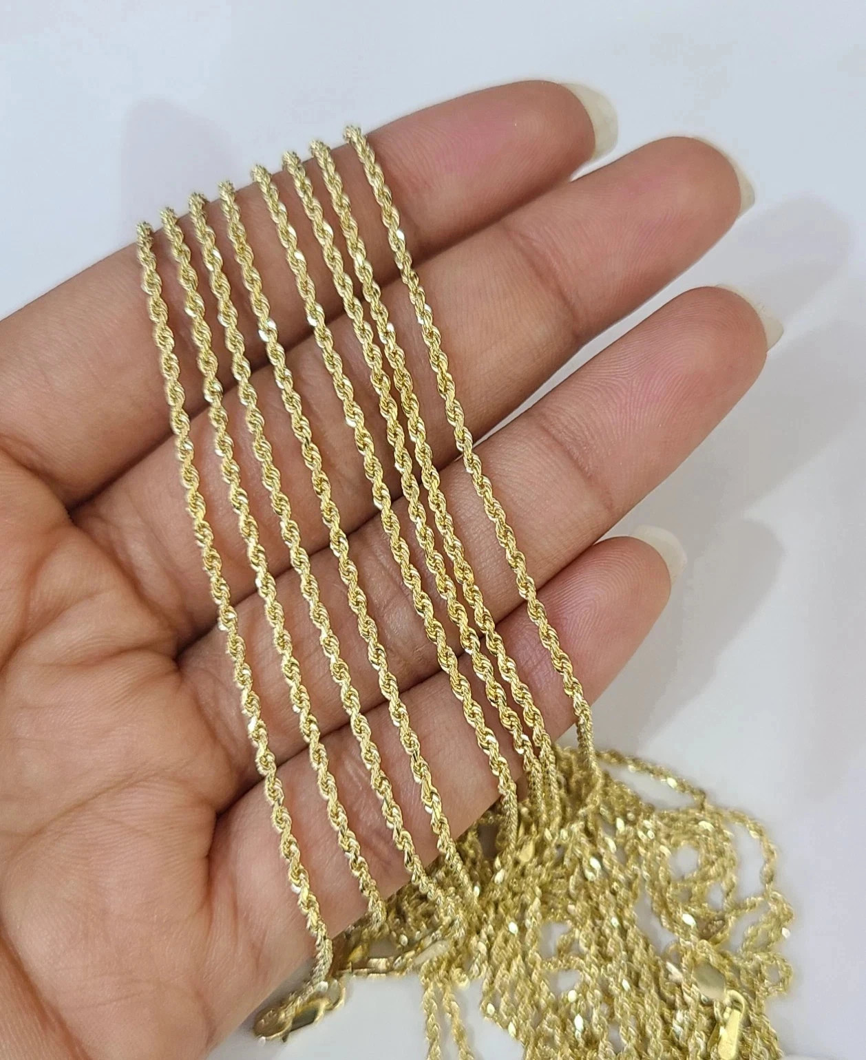 Real 10k Yellow Gold Rope Chain Diamond Cut 16″ 18″ 20″ 22″ 24″ 26″ 28″ Inch