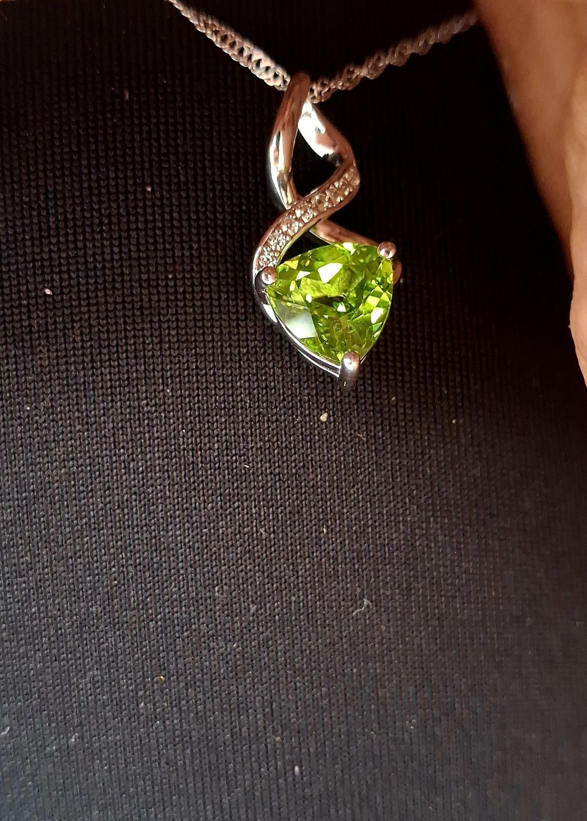 Vintage Sterling Silver Peridot Infinity Pendant Necklace