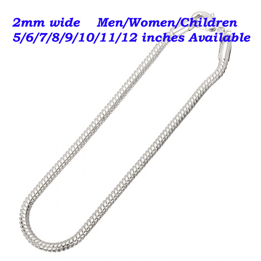Genuine 925 Sterling Silver Tarnish-Resist Snake Chain Bracelet/ Anklet/Necklace