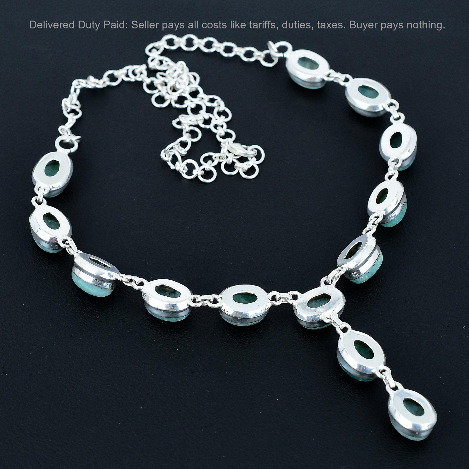 Amazonite Gemstone Unique Chain Handmade Wedding Necklace 925 Sterling Silver