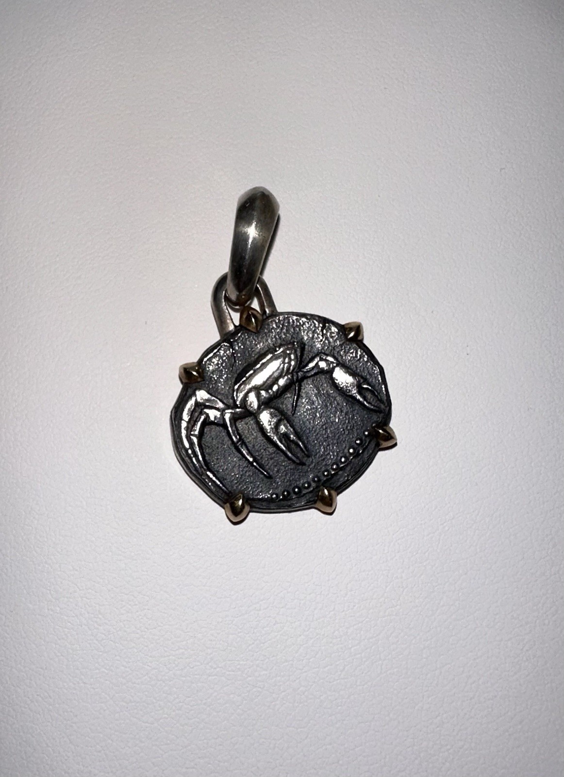 $550 David Yurman 925 Sterling Silver 18k Gold Cancer Zodiac Amulet Pendant 17mm