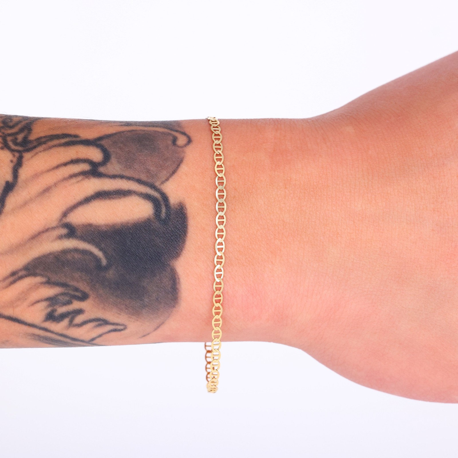 10K Yellow Gold Solid 2.5mm Mariner Anchor Chain Bracelet Anklet 7″ 7.5″ 8″ 9″