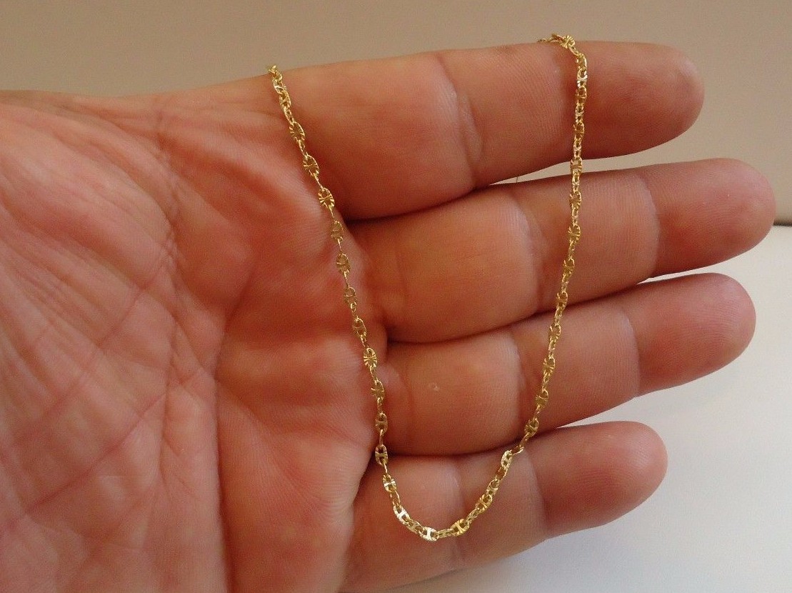 18K YELLOW GOLD OVER 925 STERLING SILVER LADIES DESIGNER NOVA STYLE CHAIN /18”