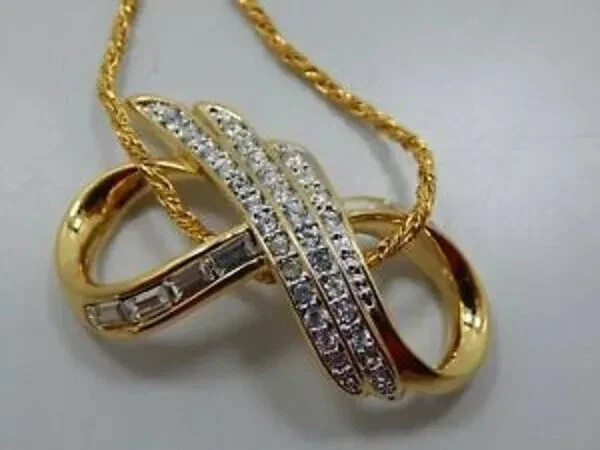 2.00Ct Round Cut VVS1 Diamond Infinity Pendant 14K Yellow Gold Finish Free Chain