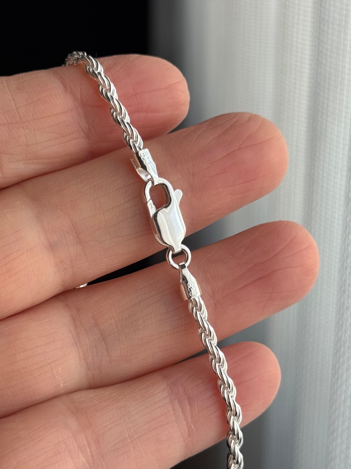 925 Sterling Silver (2.7MM) Solid Rope Chain High Polished