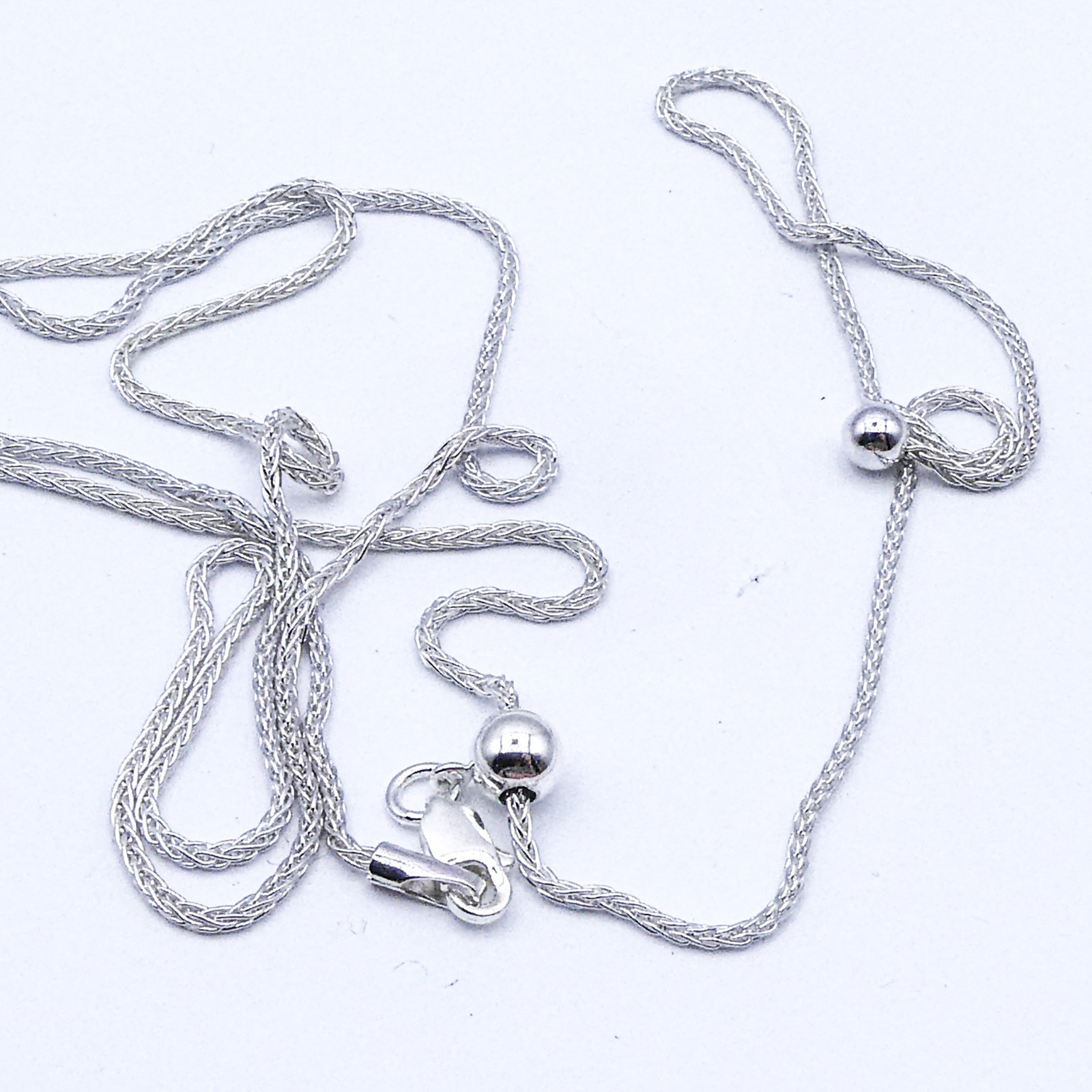 New Sterling Silver Italy Spiga Adjustable Chain Necklace 24″ Stackable 1.3 mm
