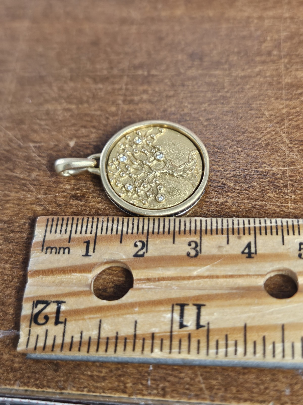 David Yurman 18k Yellow Gold Life & Death Duality Amulet Diamonds