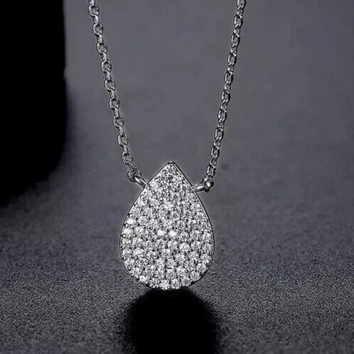 Round Cut Teardrop Fancy Pendant 1.90Ct Lab Grown Diamond 14K White Gold Plated