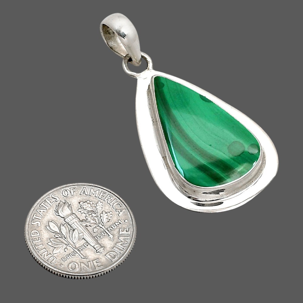 Natural Malachite Eye – Congo 925 Sterling Silver Pendant Jewelry P-1076