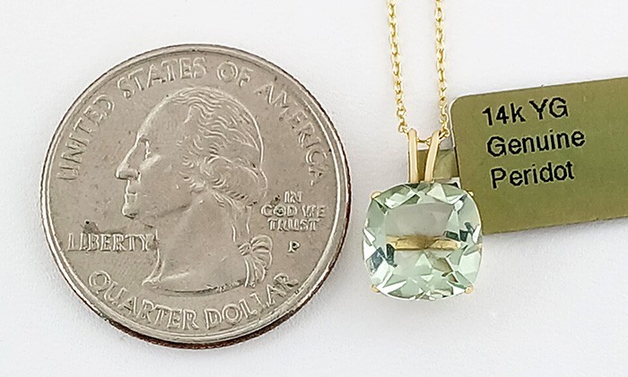 GENUINE 4.37 Cts PERIDOT PENDANT 14K SOLID YELLOW GOLD – Free Appraisal – NWT