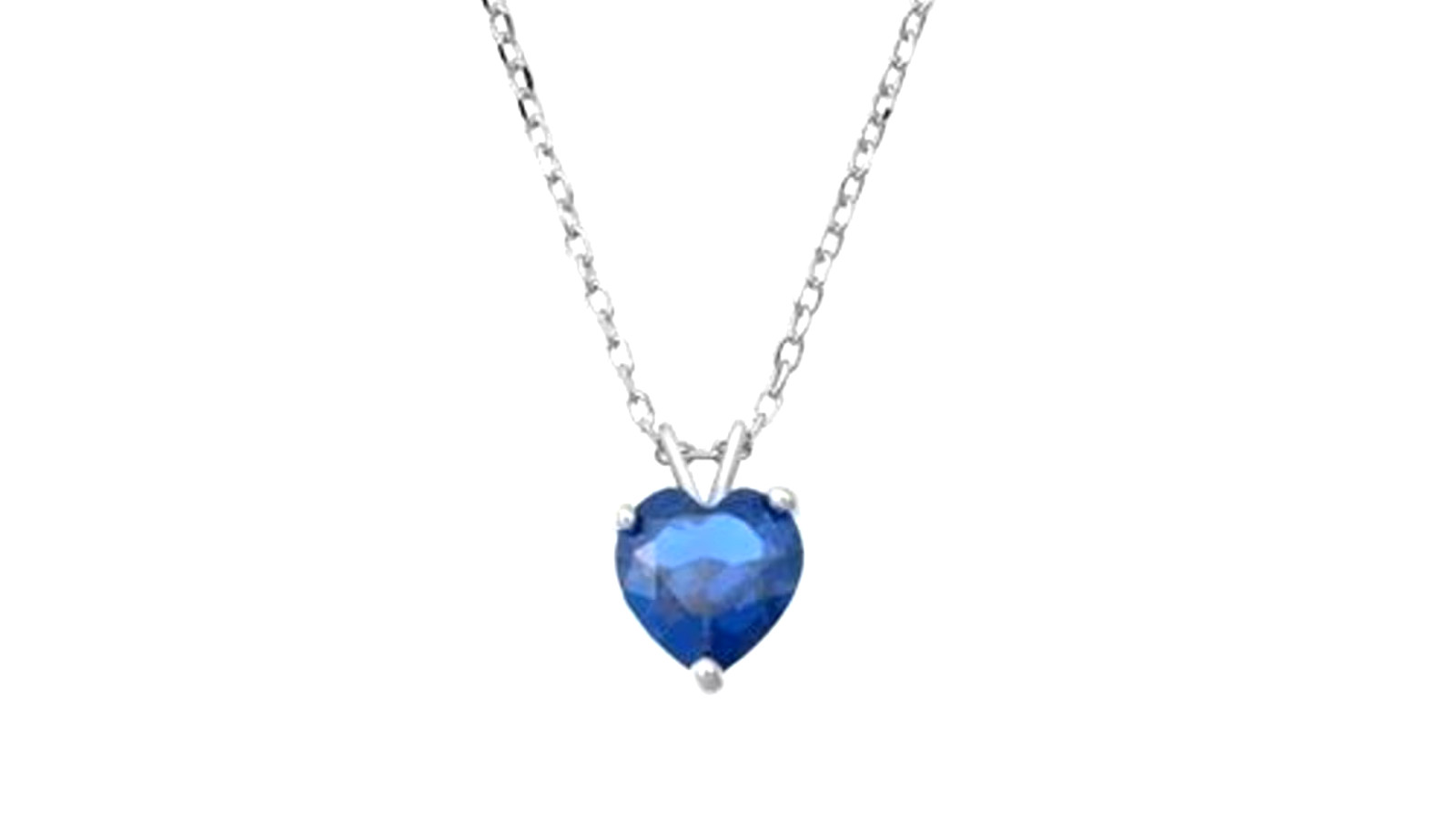 Genuine Sapphire Heart Solitaire Pendant Necklace in Solid Sterling Silver