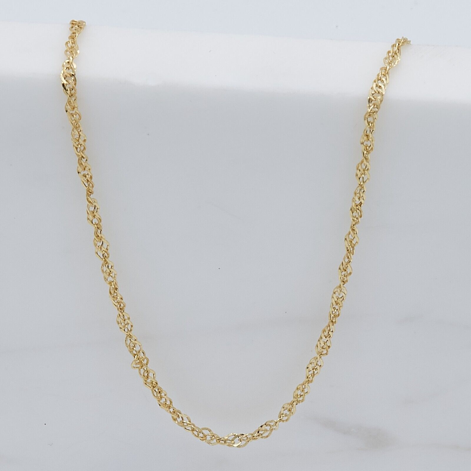 18ct Yellow Gold on Silver 2mm Singapore Chain Necklace 16 18 20 22 24 inch