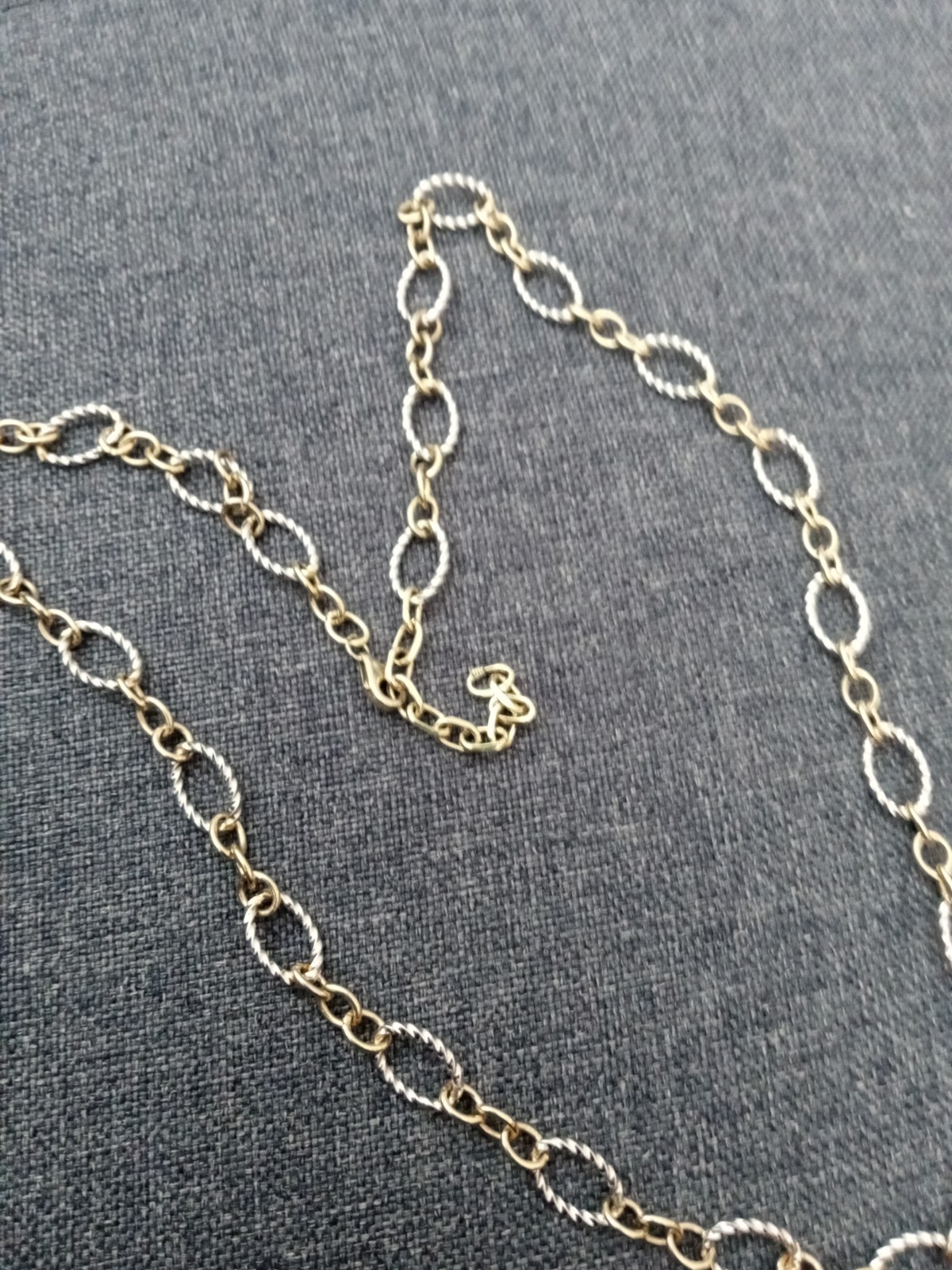 gold and silver Link Necklace Marked 681 And 925 22″