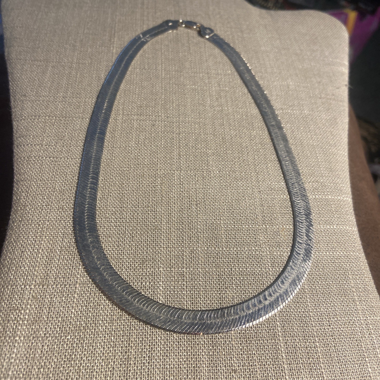 MILOR Italy Reversible Etched Herringbone 9mm Sterling Silver 18″ Necklace