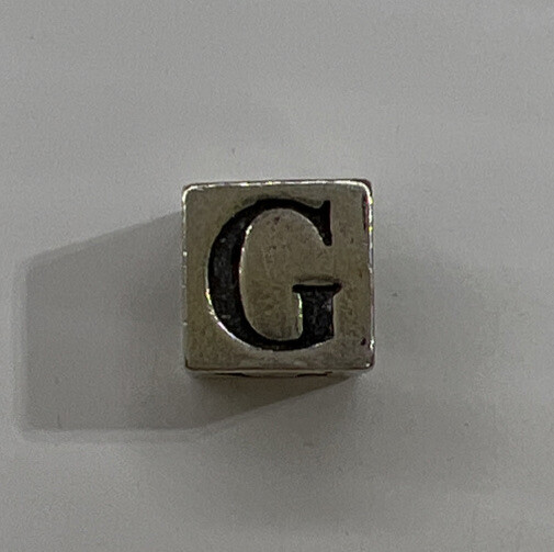 925 Sterling Silver Charm Slider Bead Cube Alphabet Letter Monogram Initial