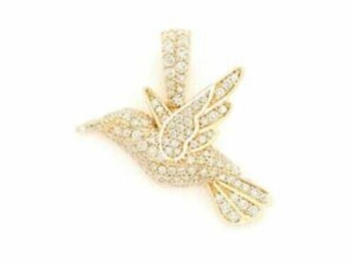 2Ct Round Cut VVS1 Diamond Humming Bird Pendant 14K Yellow Gold Over Free Chain