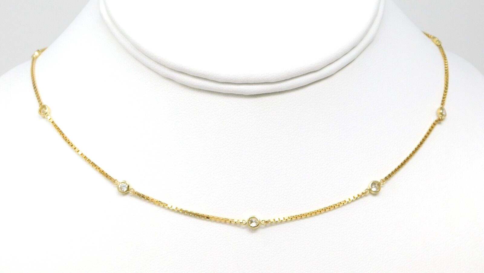 14 – 18 kt Yellow Gold Bezel Set DIAMOND By The Yard Princess Necklace 18″ B4984