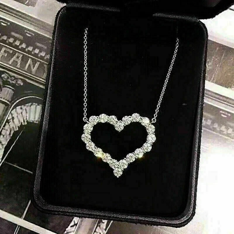 2 Carat Heart Shape Lab-Created Diamond Pendant Necklace 14K White Gold Finish
