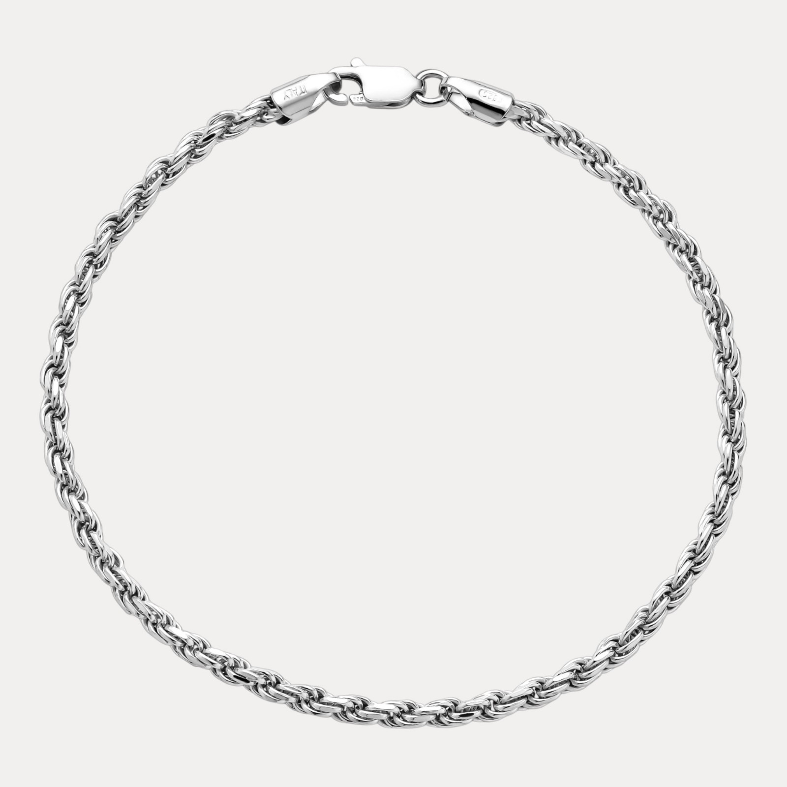 3mm Diamond Cut Rope Bracelet – Solid 925 Sterling Silver Or 14k Gold Vermeil
