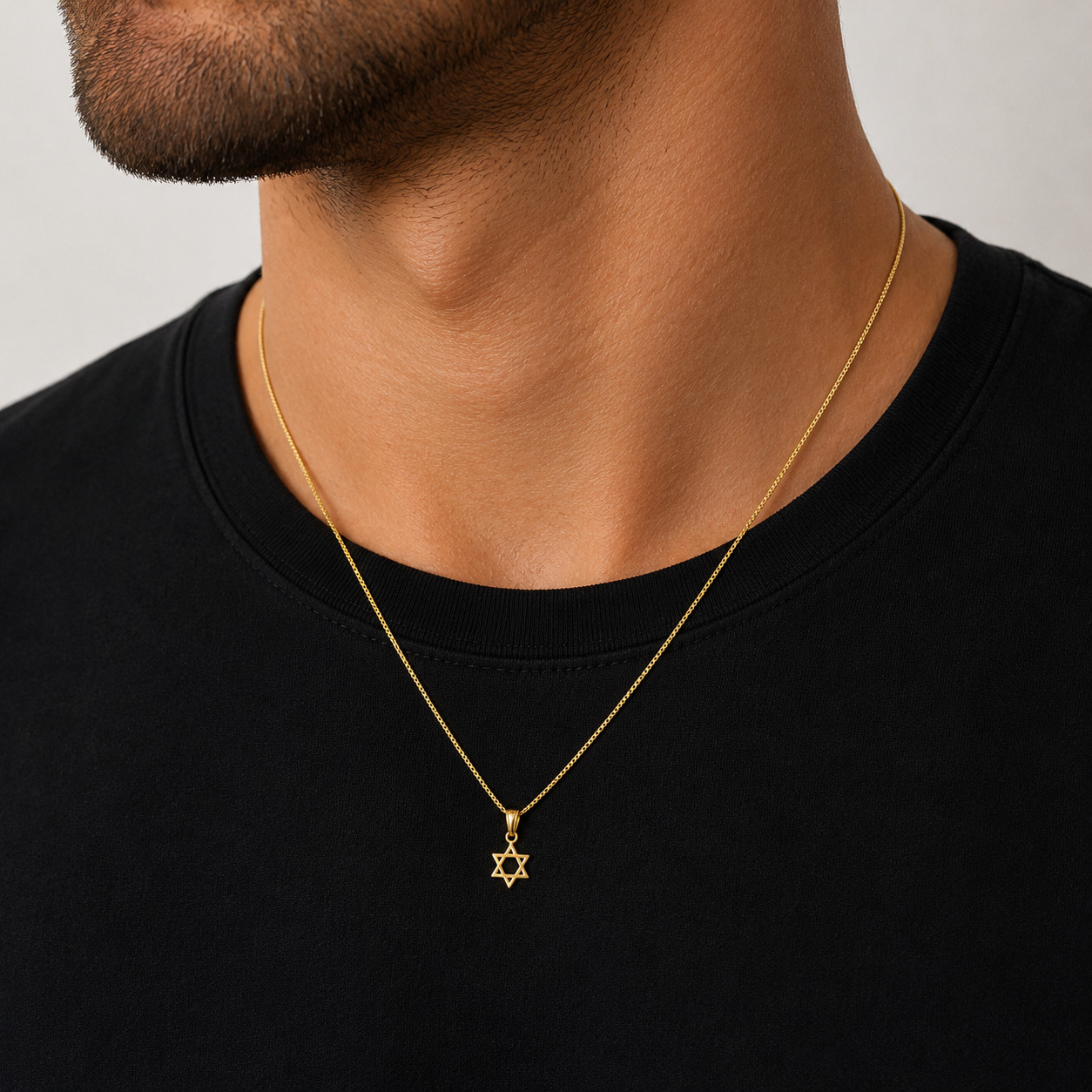 9ct Gold Plated Sterling Silver Small Star of David Necklace 16 or 18 Inch