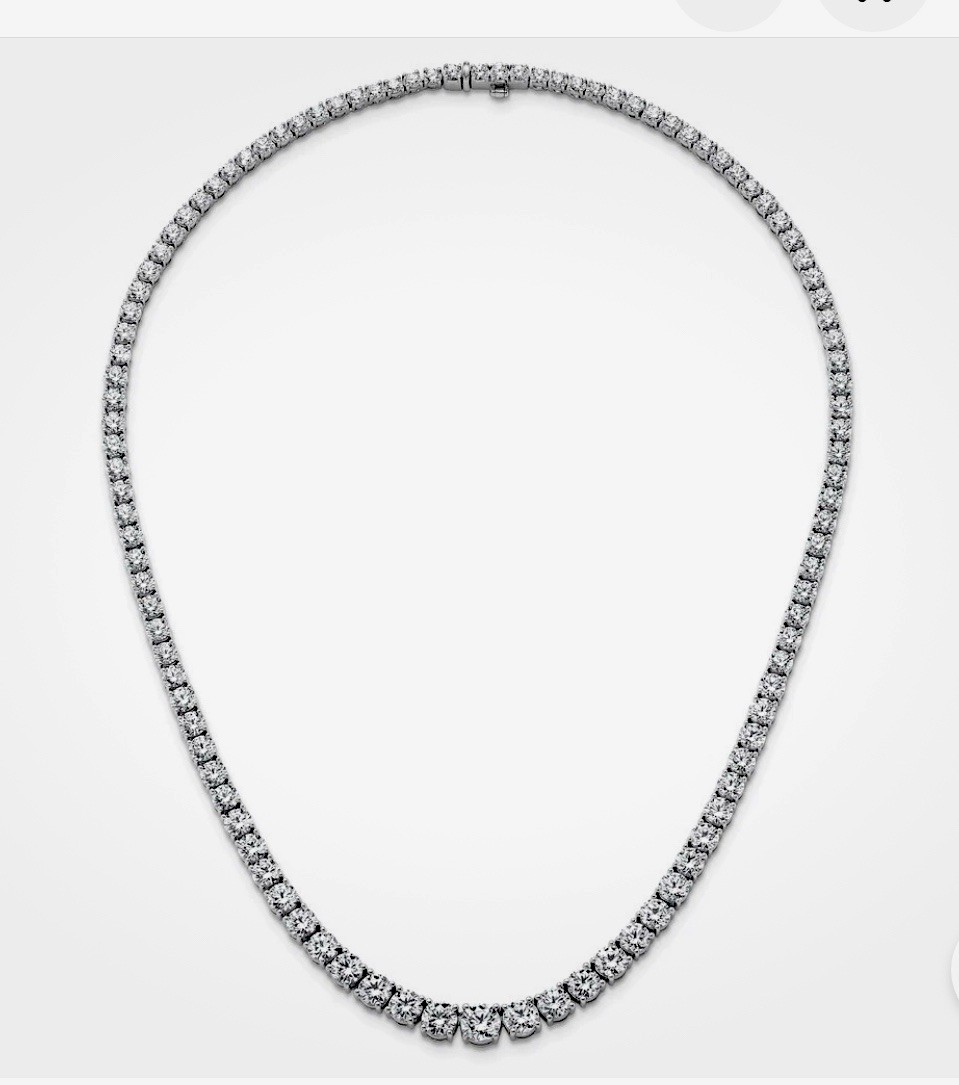 10.00 Cttw GIA Authentic Lab Grown Diamond Graduated Tennis Riviera Necklace 18″