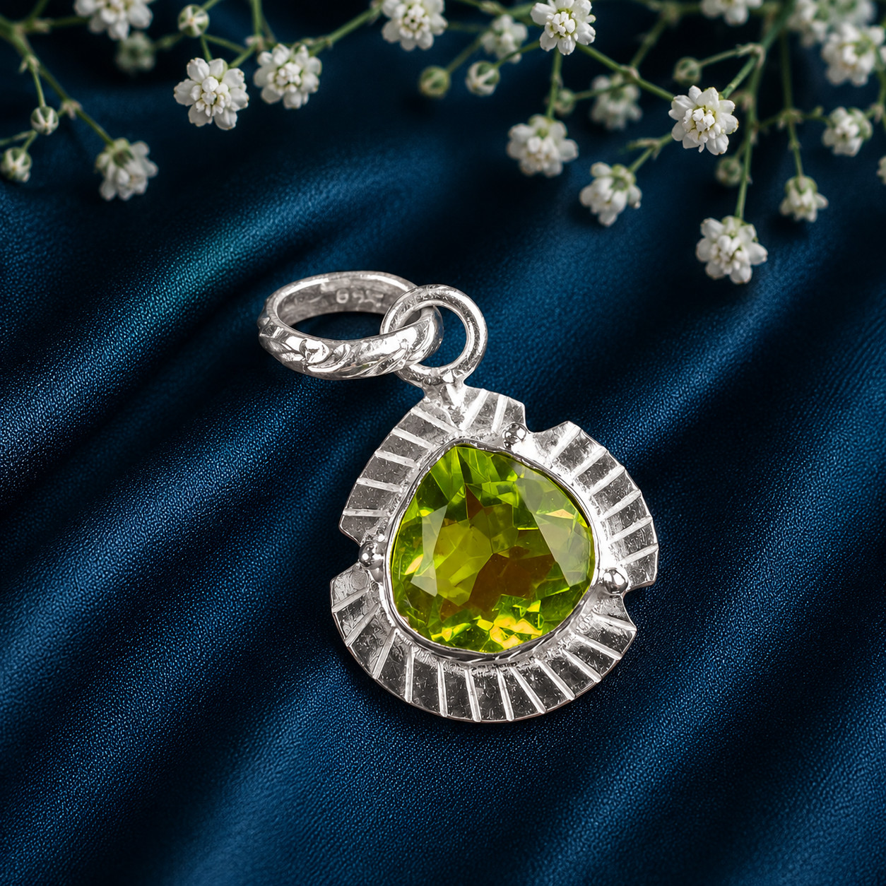 Peridot Gemstone 925 Sterling Silver Designer Pendent 1.15″ Gift For Anniversary